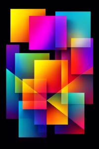 Abstrakcyjny obraz „Color Fusion” z geometrycznymi formami i intensywnymi kolorami